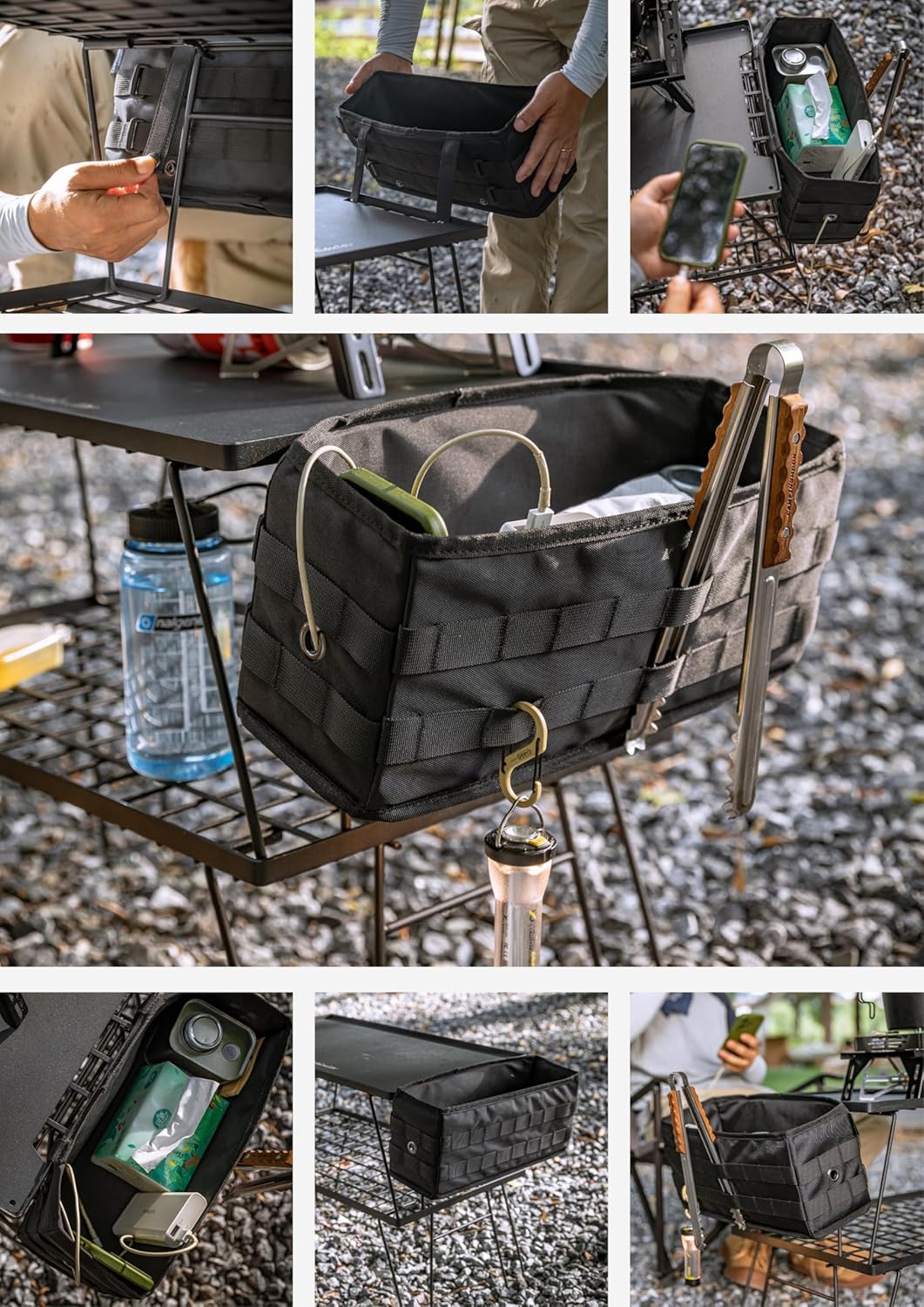 camping moon Side Storage Bag Outdoor Storage Box for Field Rack Black BG-1235BK (Black)