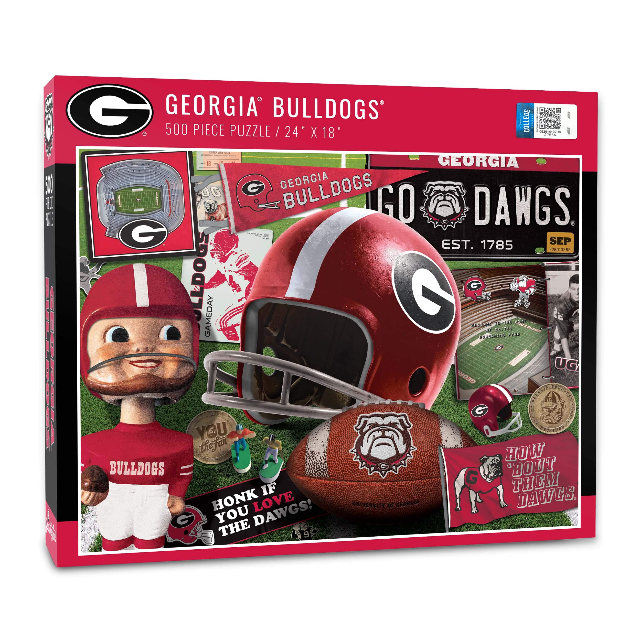 YouTheFan NCAA Georgia Bulldogs Retro Series Puzzle - 500 Pieces, Team Colors, Large