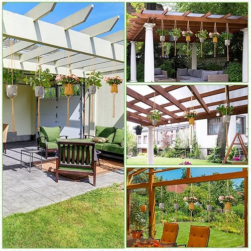 Miniatura 7 de 20 ganchos de macramé de 48 pulgadas para plantas, cuerda de yute, colgador de plantas para interiores, para el hogar, interior, exterior, jardín,