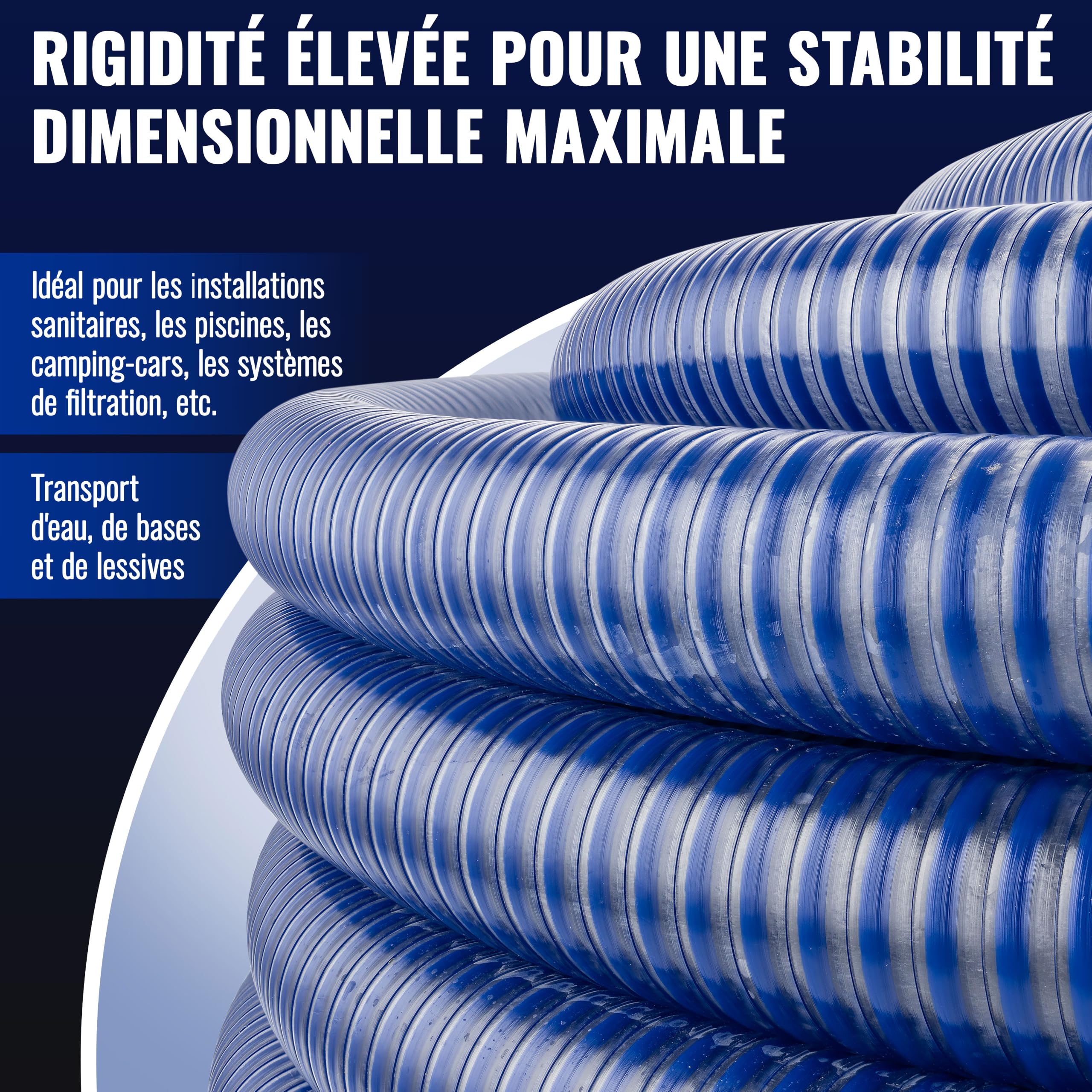 Poppstar PVC Tuyau d’Aspiration 1 pouce Tuyau Spiralé (20m tuyau d'eau avec diamètre intérieur 25mm / extérieur 32mm, 8 bar) Résistant aux UV, au Vide et à la Pression