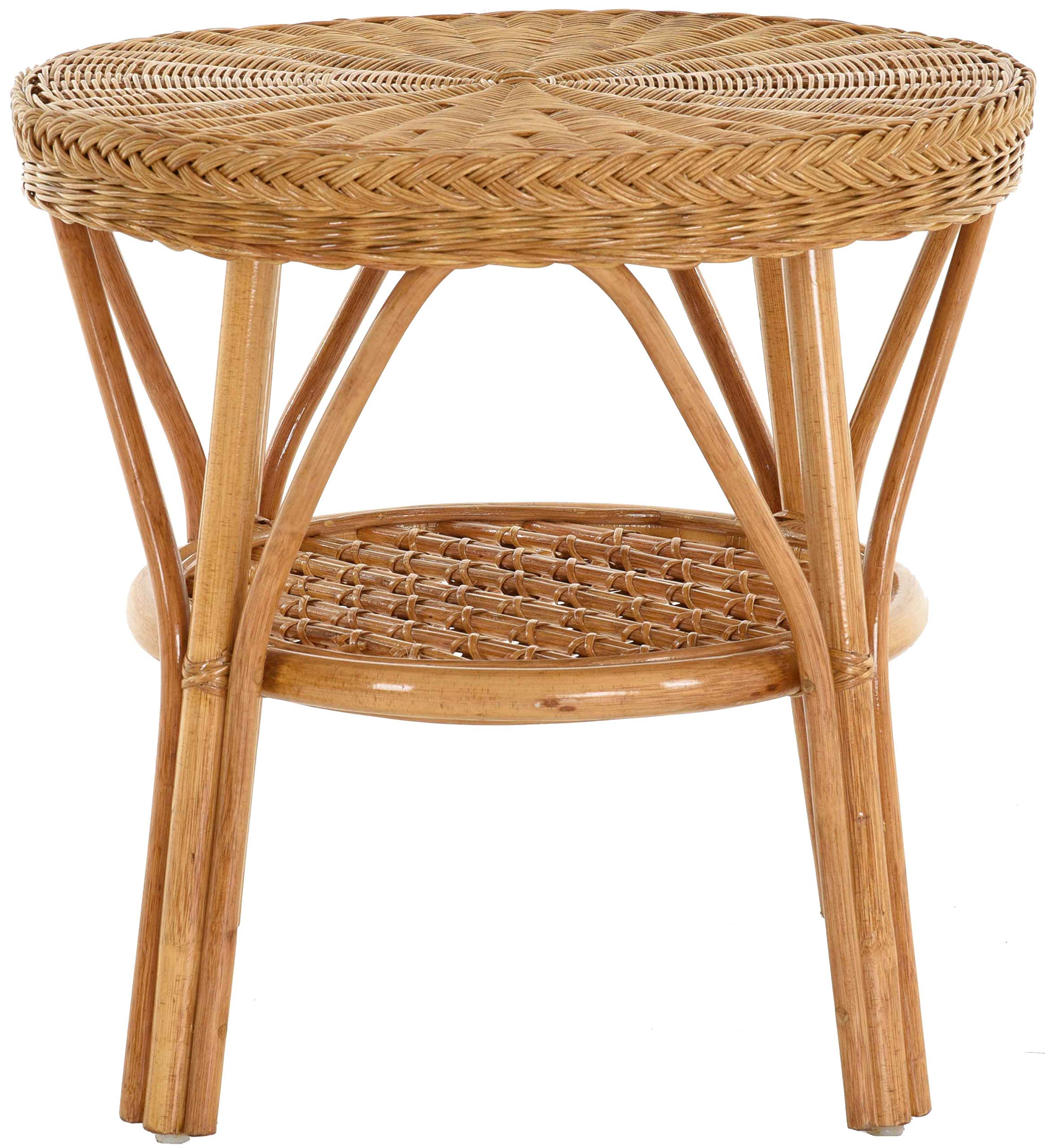Table d'appoint ronde en rotin (miel foncé)