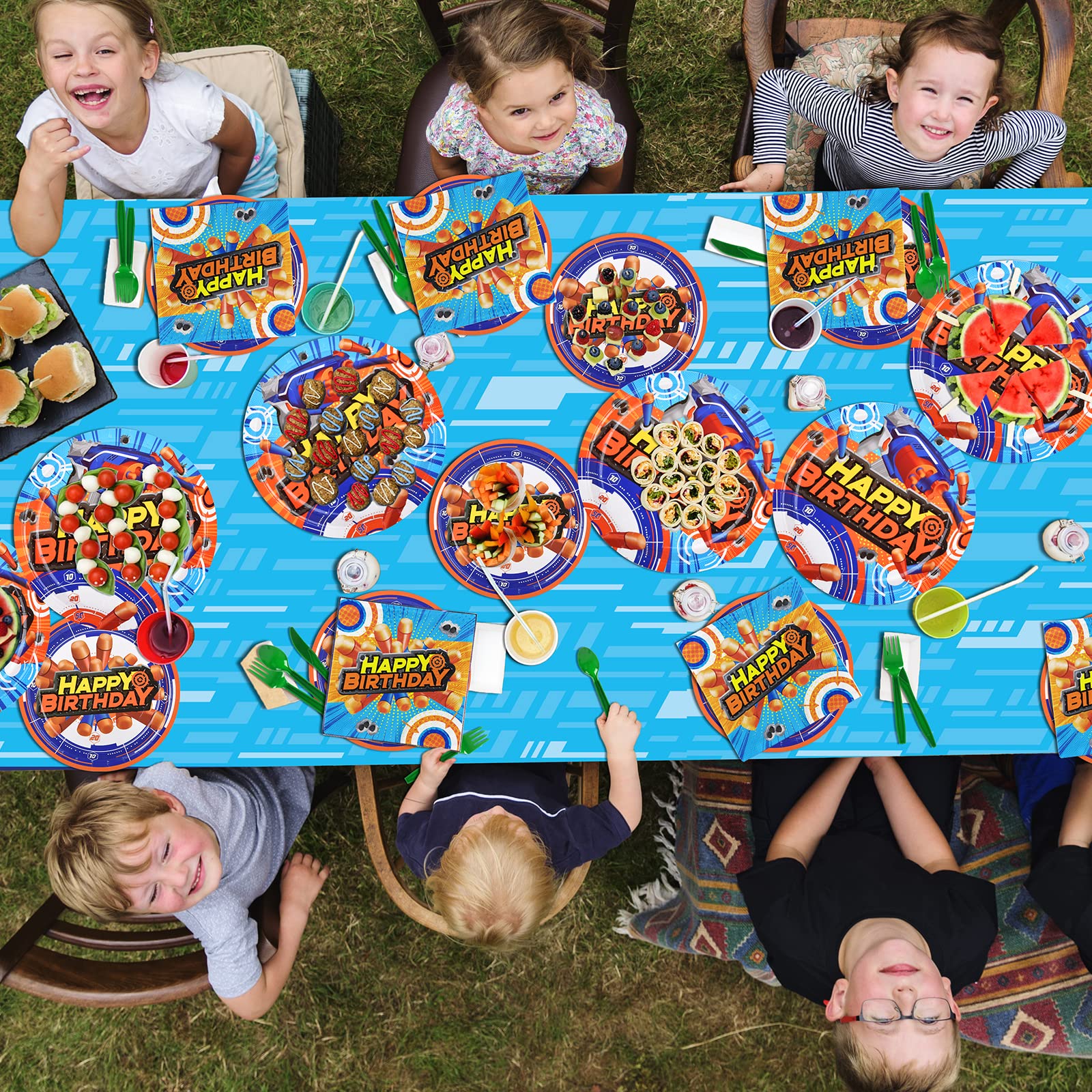 Vaisselle De Fête Bloc De Construction - Assiettes Et Gobelets Carton - Set Anniversaire Enfant 20 Pièces - 10