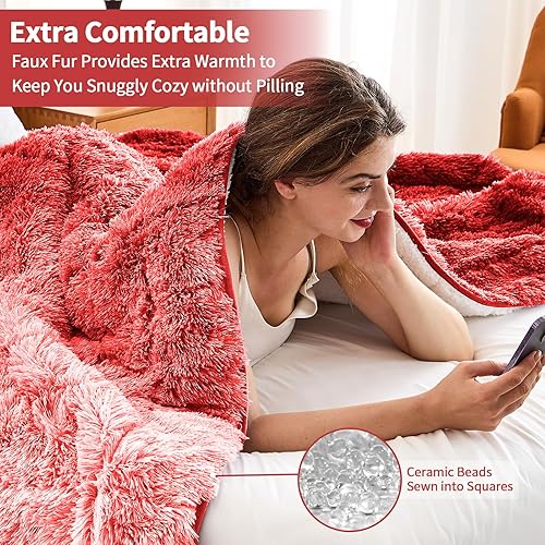 Vista 20 de yescool - Manta con peso, 10 libras, fresca, transpirable, con cuentas de cristal prémium, lavable a máquina, para dormir, 90-110 libras, 41 x 60