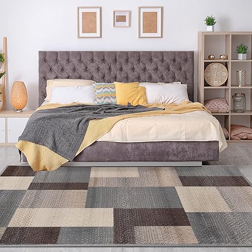 Miniatura 6 de SUPERIOR Alfombra de área de diseño geométrico moderno de mediados de siglo, con respaldo de yute, madera dura, azulejos o cubierta de alfombra,