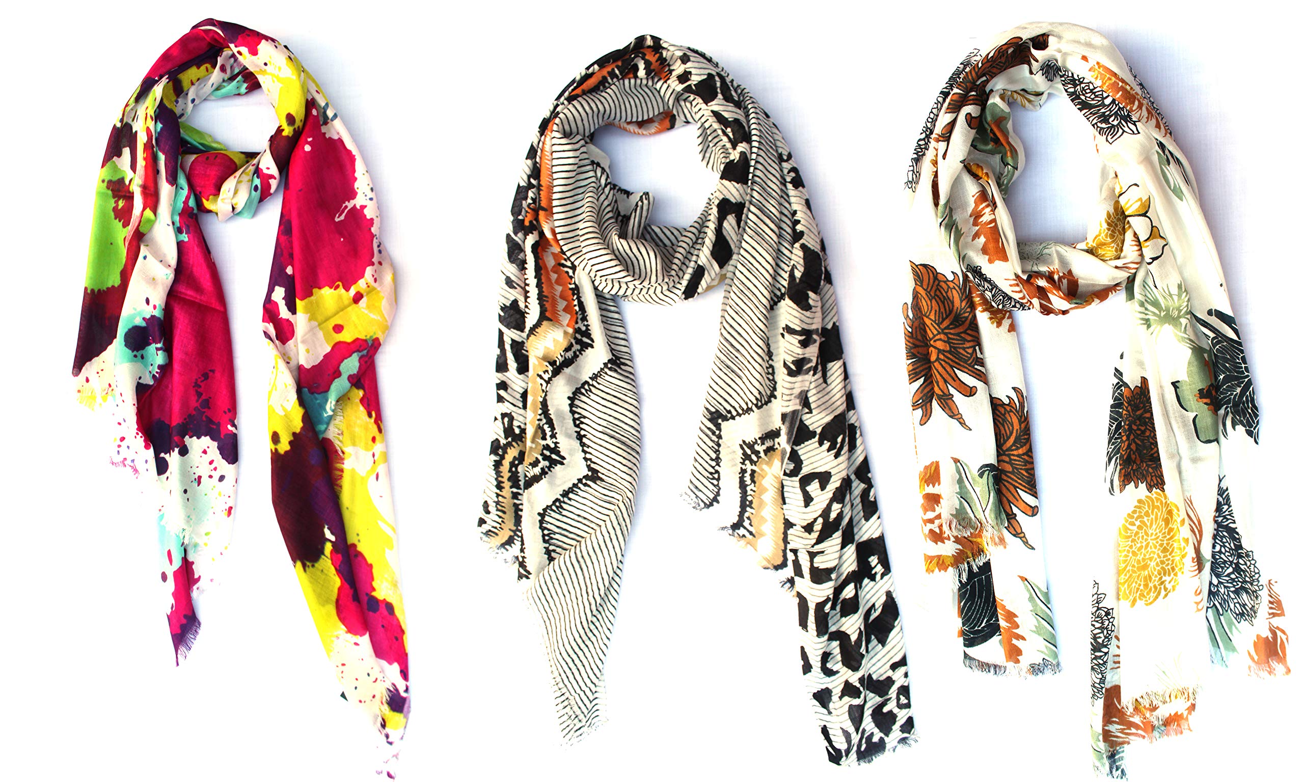 Women's Trendy Floral Printed Rayon Scarves/Stoles Multicolour (Pack of 3)-image-46