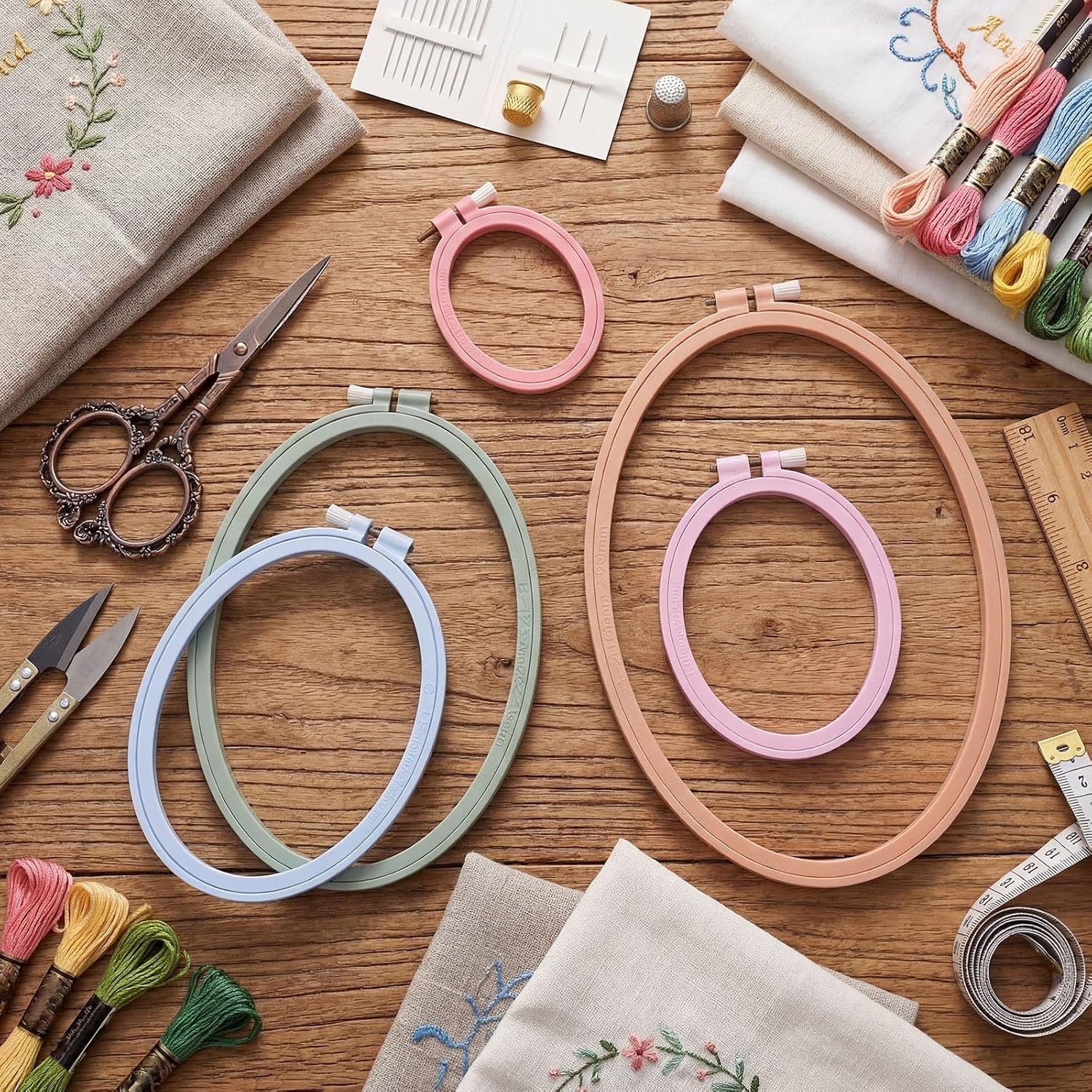 Tigeen 5 Pcs Embroidery Hoops, 5 Sizes ABS Plastic for Sewing, Oval
