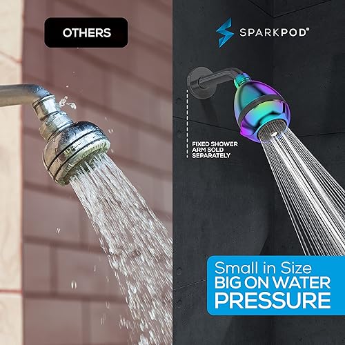 Miniatura 3 de SparkPod Cabezal de ducha de 3 pulgadas con potenciador de presión de agua de ducha, cabezales de ducha de alta presión para hogares de baja presión