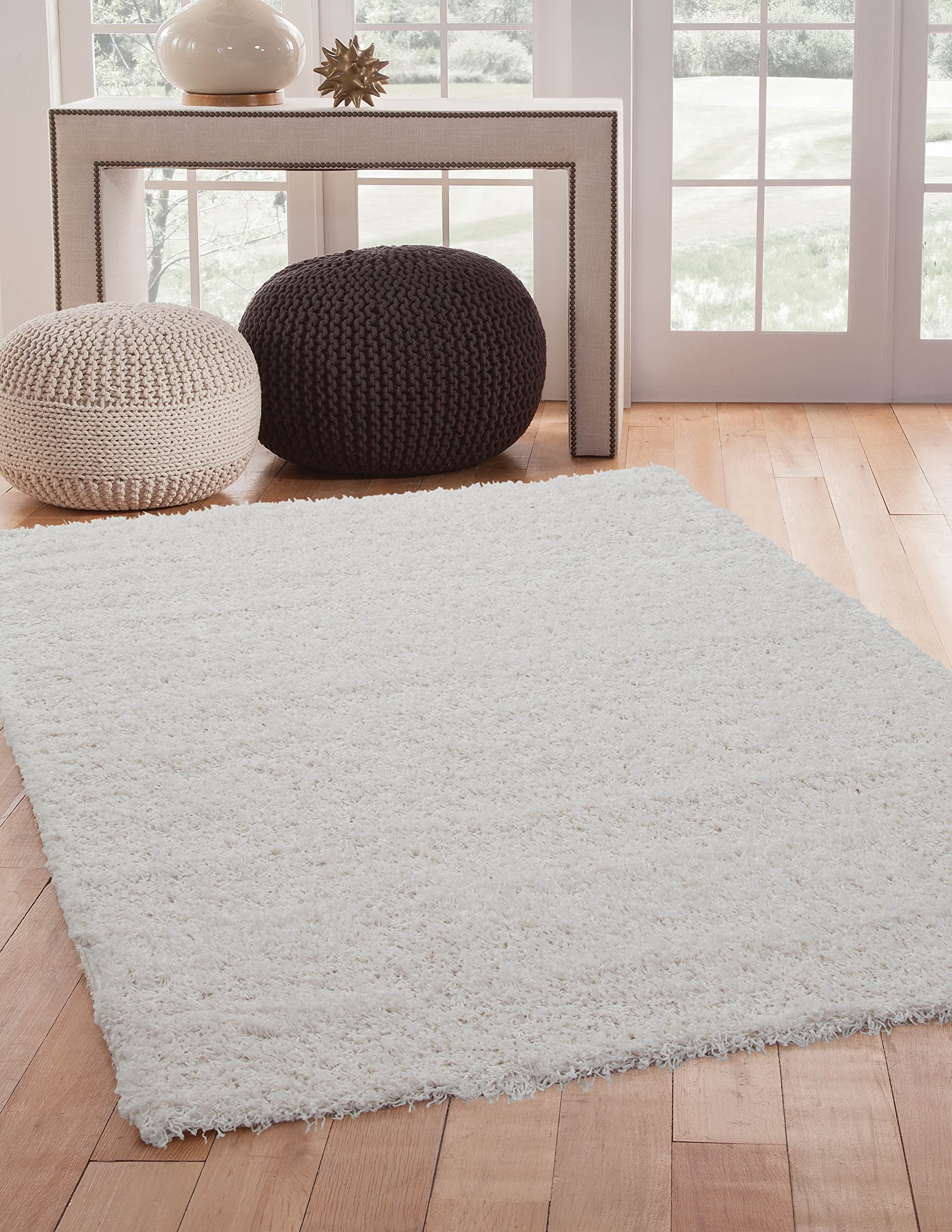 GOWE Shag White Area Rug 8x10