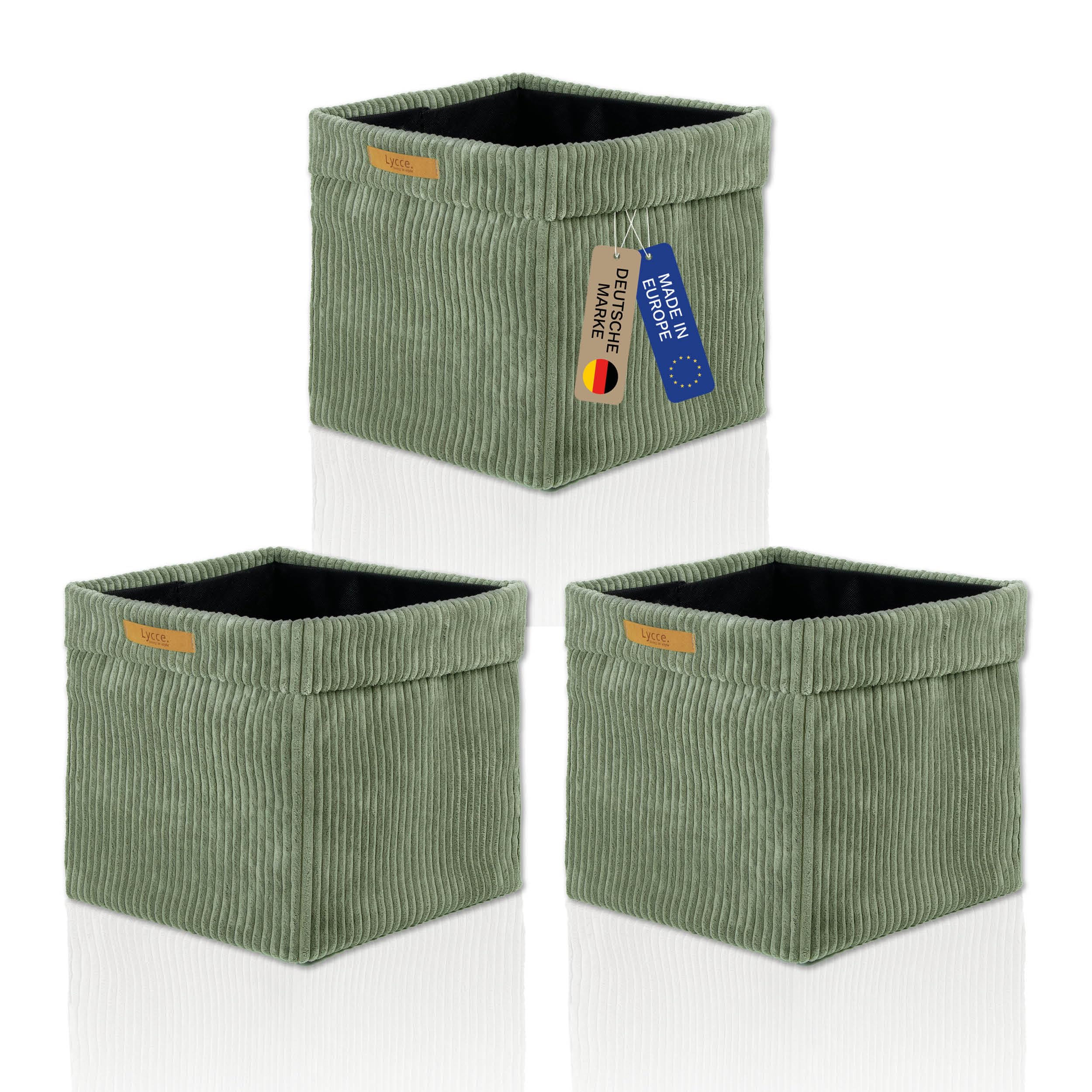 Boîte Kallax pliable lot de 3 bacs de rangement robustes en velours sauge Lycce 33cm