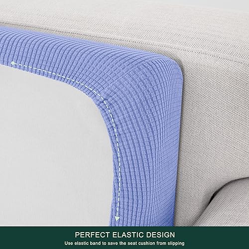 Miniatura 4 de CHUN YI Funda elástica de 5 piezas para sofá biplaza con diseño de diamantes y celosía de 2 plazas con dos respaldos y cojines separados con banda