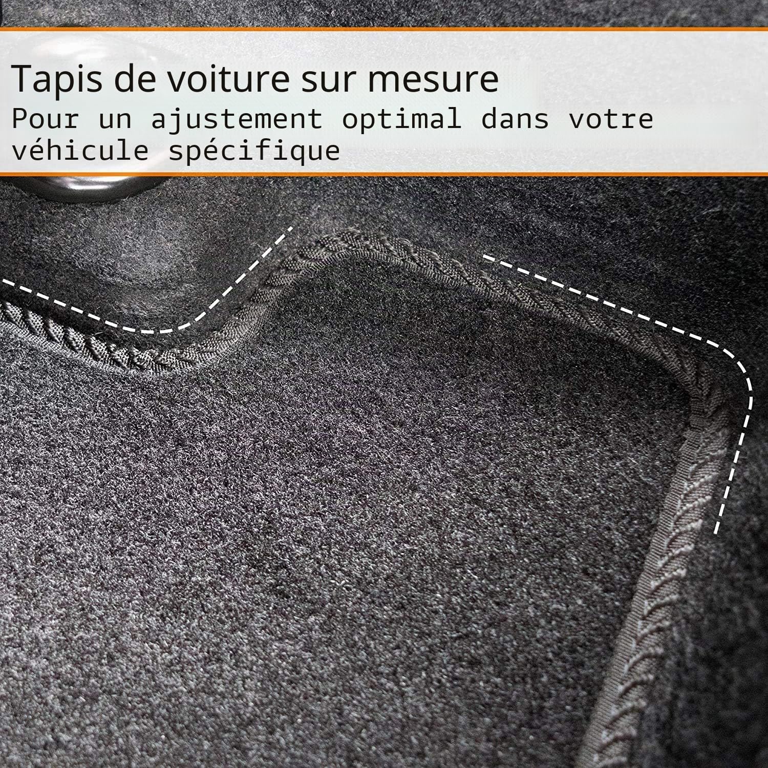 Tapis de voiture sur mesure pour Hyundai Tucson 2021-2025 hybride - Lot de 4 tapis de sol noirs avec bordure noire et 2 clips de sécurité
