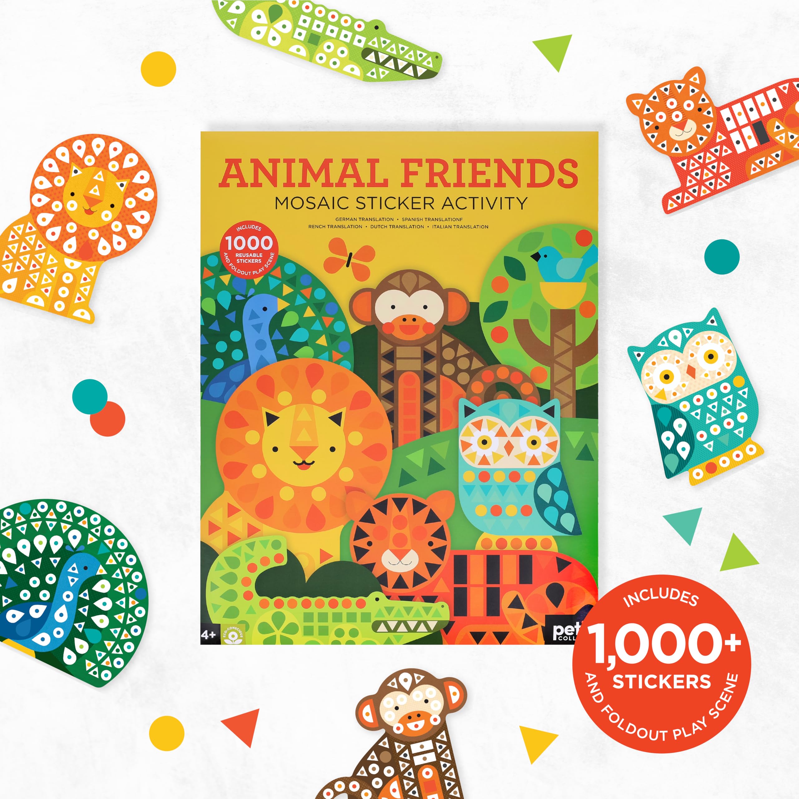 Petit Collage Mosaic Sticker Activity: Animal Friends, Craft Kit, 9.45 x 0.31 x 12.56 inches - Image 4