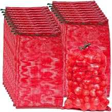 50 Pack Mesh Produce Bags Extra Large 60 lbs Reusable Onion Sacks 21 x 32 Drawstring Fresh Produce Storage Bag Washable Net Bag for Onions, Vegetables, Potatoes, Citrus, Crawfish, Firewood