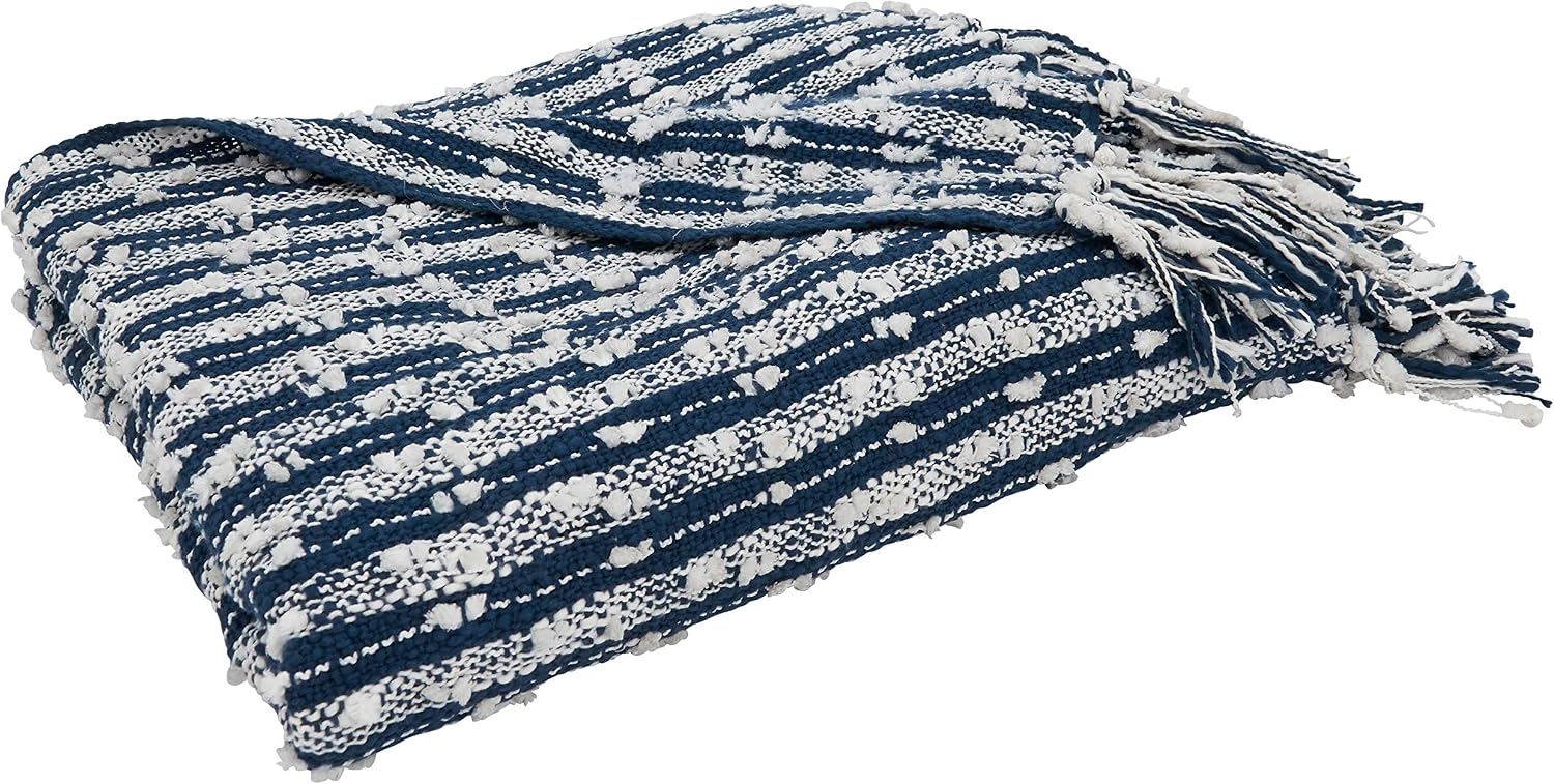 SARO LIFESTYLE Striped Fringe Throw Blanket