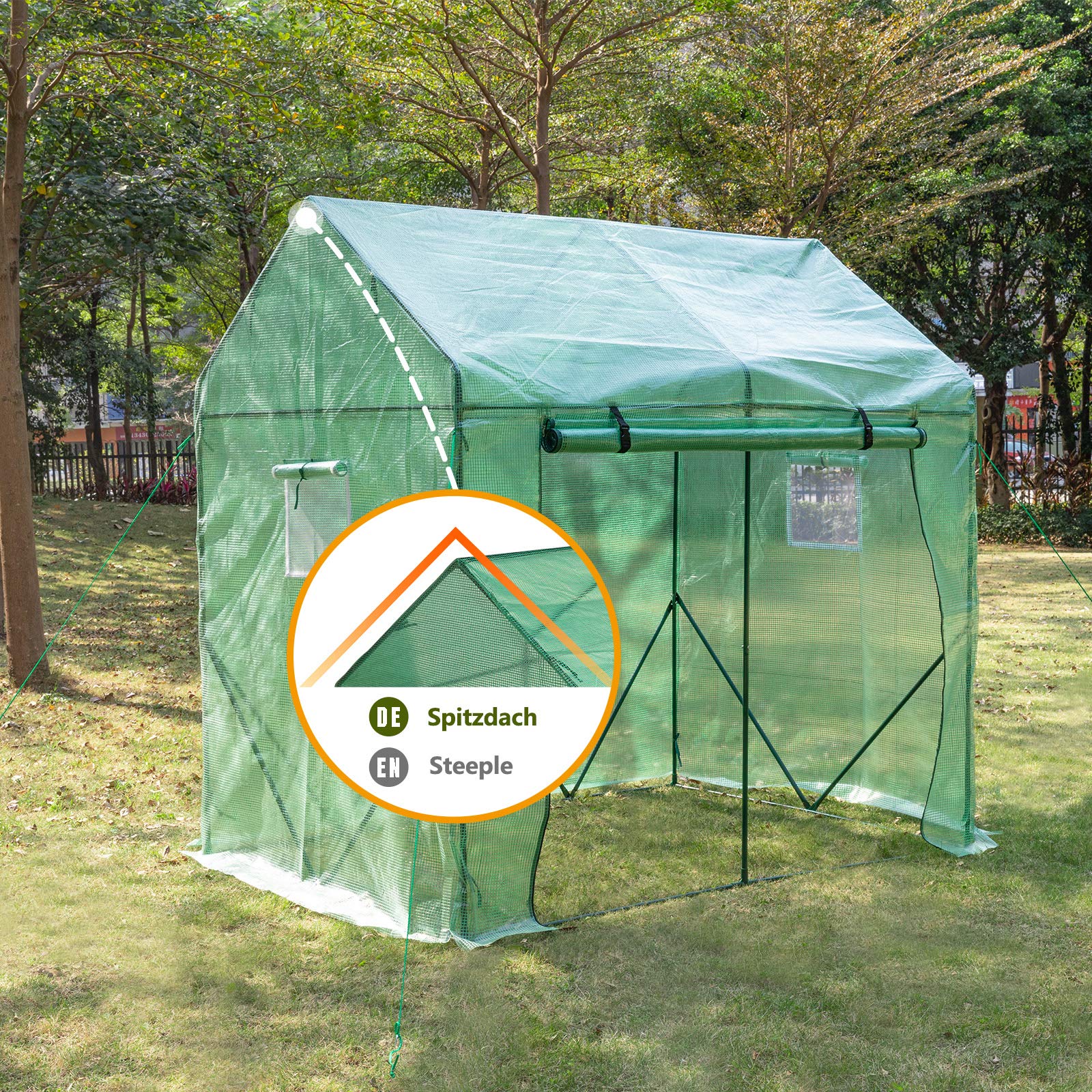 Yorbay Foliengewächshaus 200x140x200 cm mit Belüftungsfenster – Robustes Gewächshaus mit Frostschutz, wasserdicht & uv-beständig – Ganzjähriger Tomaten- & Pflanzenschutz für Garten und Terrasse