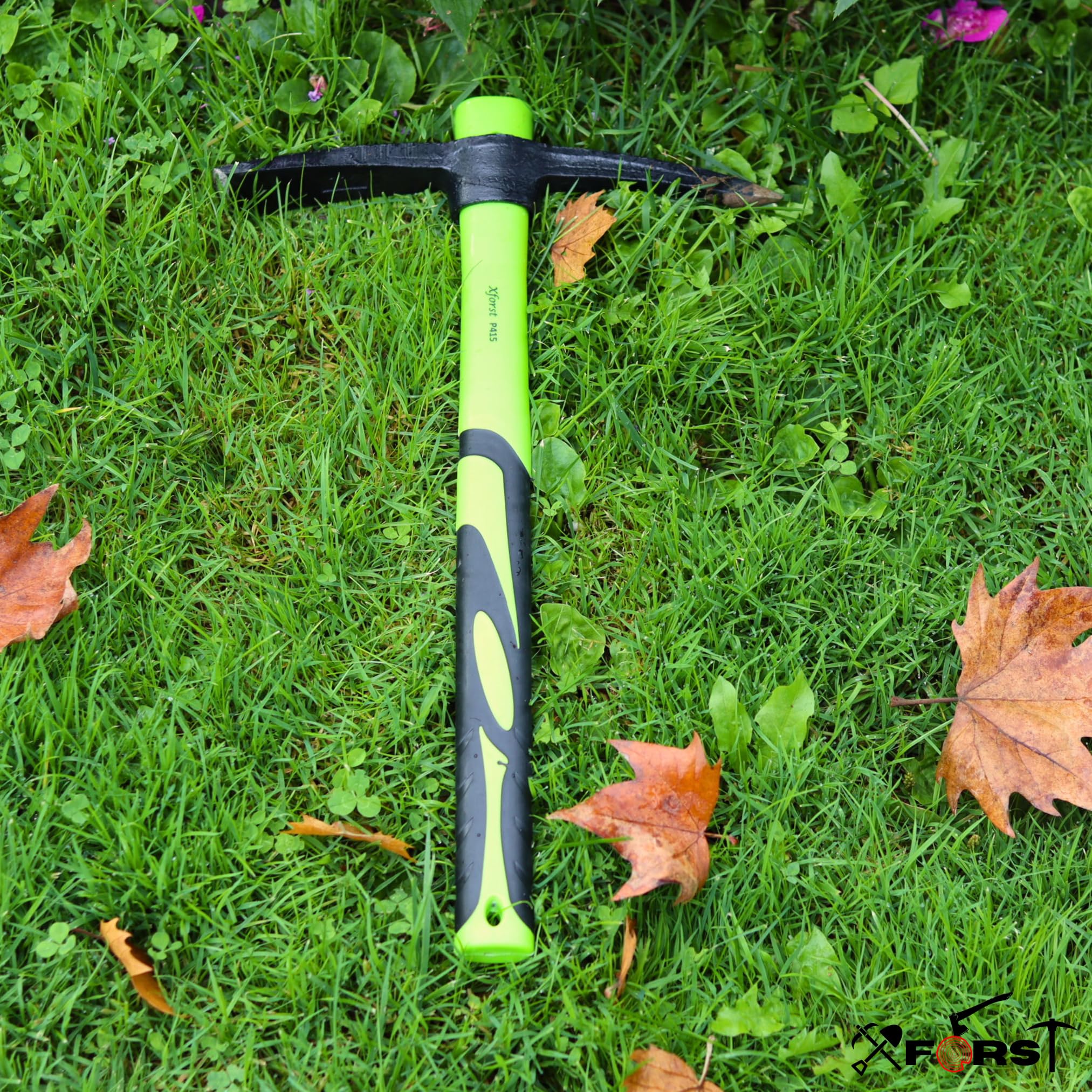 Xforst Set de Jardinage avec Pioche et Mini Pelle, avec des Manches en Fibre de Verre et têtes en Acier Forge. Solides et légères. Idéale pour Le Jardinage, la randonnée et la Prospection.