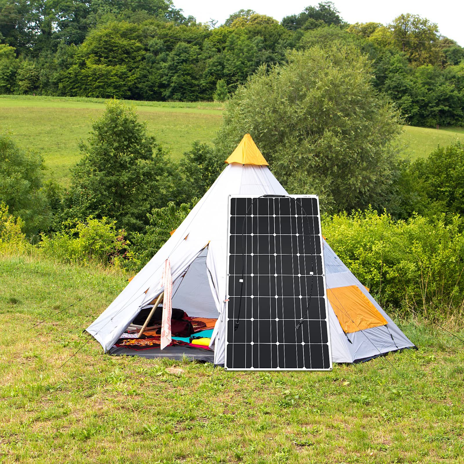 400W Zonnepaneel Kit ETFE Semi-flexibel (4 Stuks 100W) etfe Monokristallijn Zonnepaneel, 40A zonnecontroller geschikt voor tuinhuis, kamperen, 12V auto-accu, zuuraccu, gelaccu