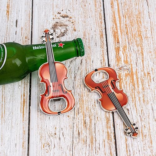 Miniatura 5 de 2 piezasset abrebotellas cerveza violín en forma de abrebotellas violín regalo utensilios de cocina para bebedores música amante del violín