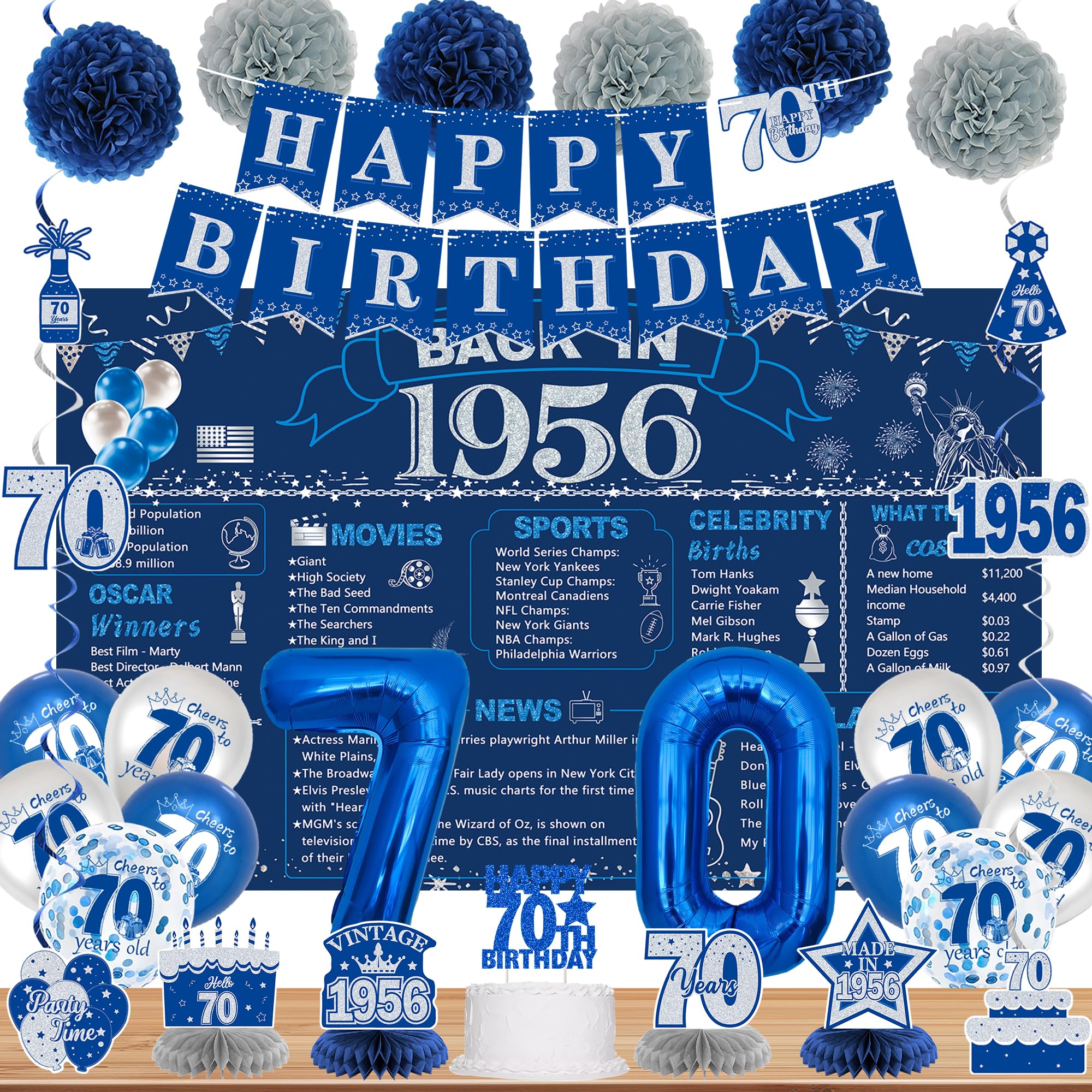 DARUNAXY 70th Birthday Decorations