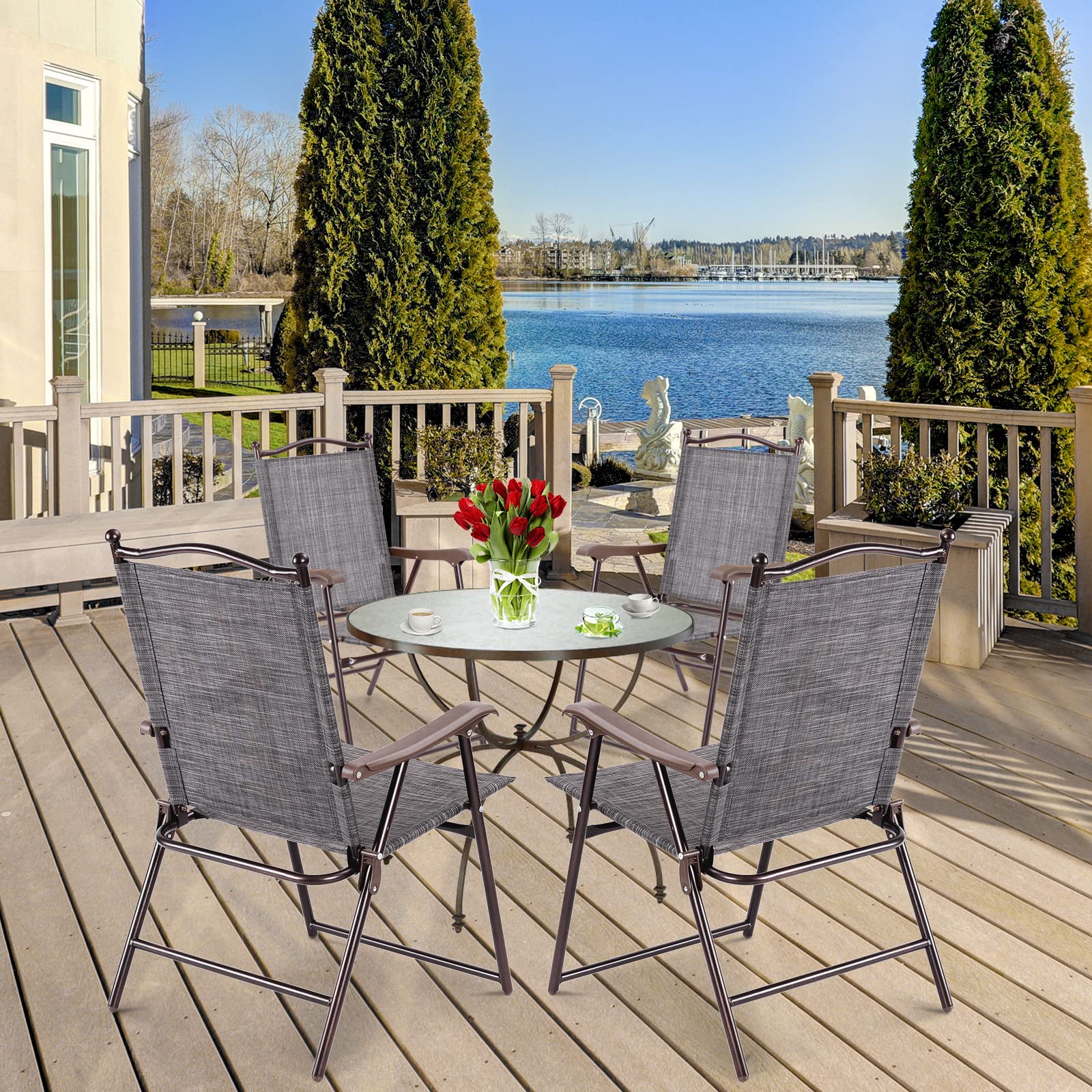 Set 2 Sedie Da Giardino Impilabili - Nero, Metallo Resistente, Per Esterni! - Foto 8