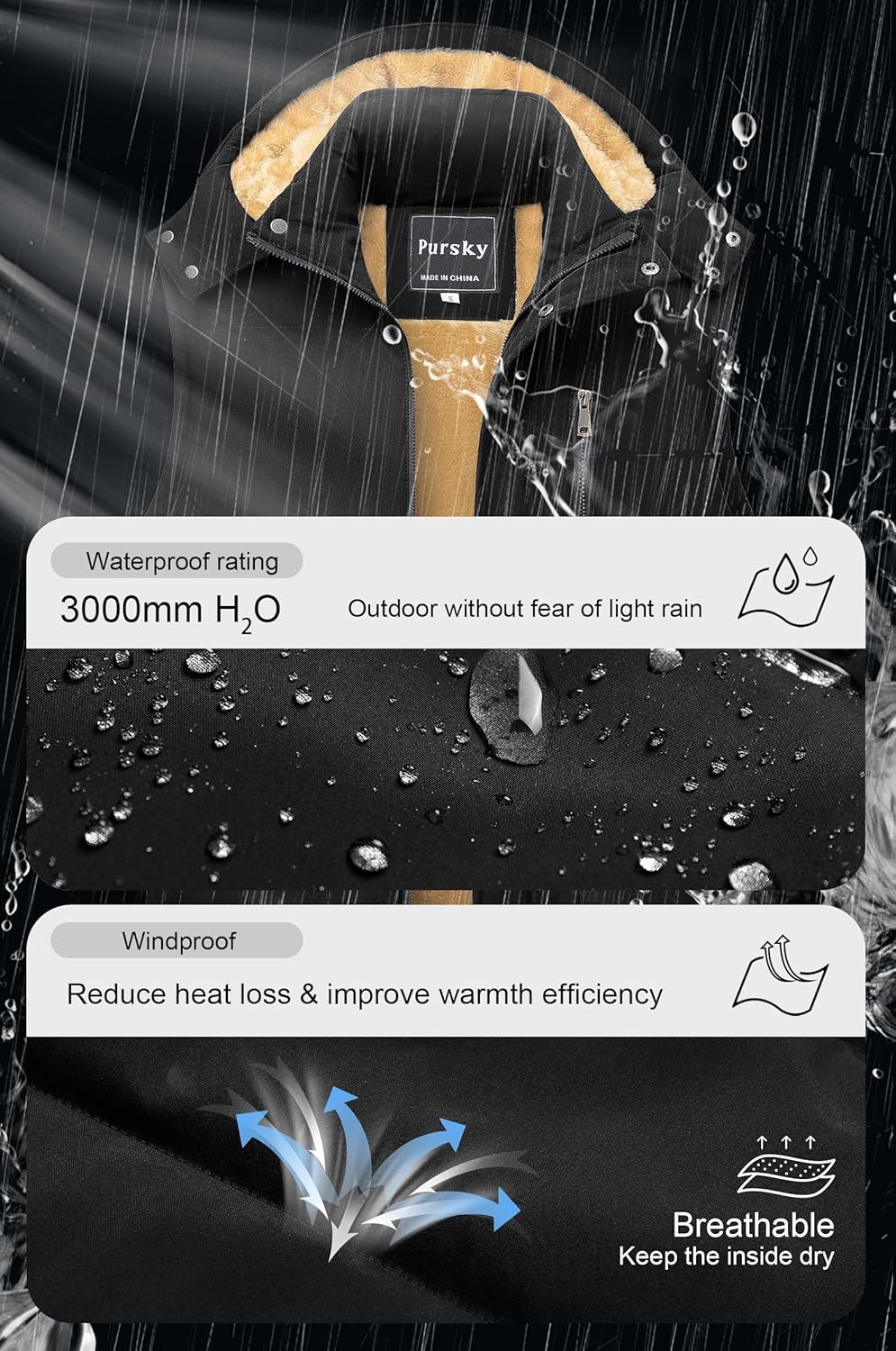 Pursky Men's Winter Puffer Vest Warm Fleece Lined Quilted Puffy Sleeveless Jacket Casual Outdoor Vests - Image 4