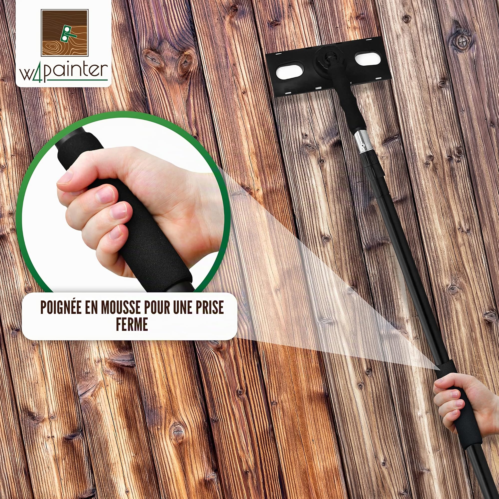 Manche télescopique 3m - Manche télescopique universel - Manche télescopique en aluminium extensible - Idéal pour le nettoyage des piscines, les rouleaux de peinture, le nettoyage des vitres, W4