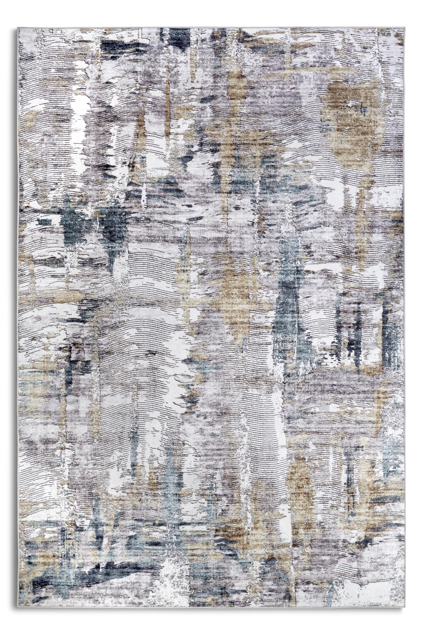 Elle Decor ation Malard Tapis Moderne, Design Abstrait, antidérapant, à Poils Courts, pour Chambre à Coucher, Salle à Manger, Salon, Couloir, Cuisine - Saphier doré, 120 x 160 cm