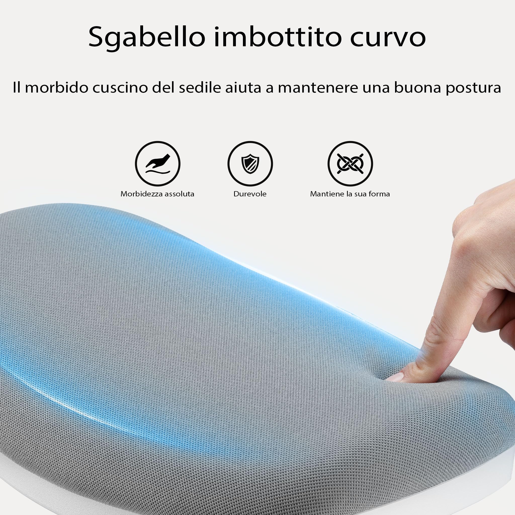 Wiltec Sgabello sit stand grigio, sgabello girevole regolabile in altezza fino a 82 cm, max 135 kg, sgabello ergonomico per casa, ufficio, officina