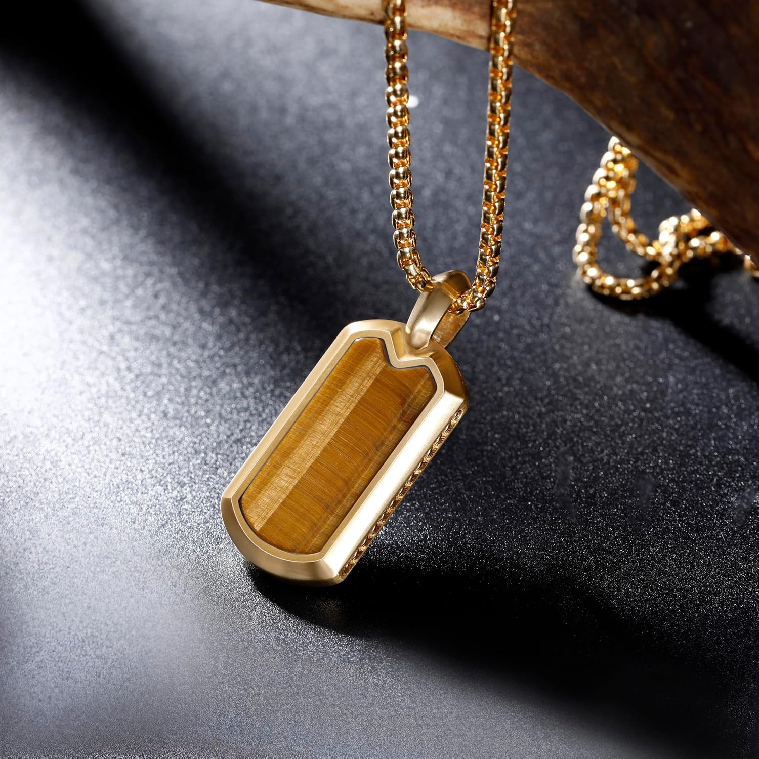 Amehyst Necklace for Men Onyx/Tigers eye/Lapis Lazuli/Pendant Necklace with Box Chian Valentine's Day gift - Image 4