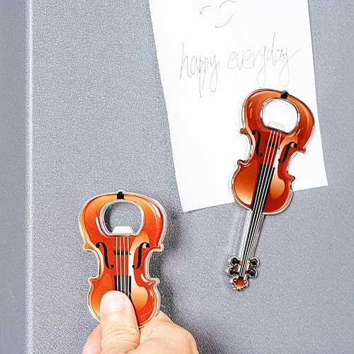 Miniatura 7 de 2 piezasset abrebotellas cerveza violín en forma de abrebotellas violín regalo utensilios de cocina para bebedores música amante del violín