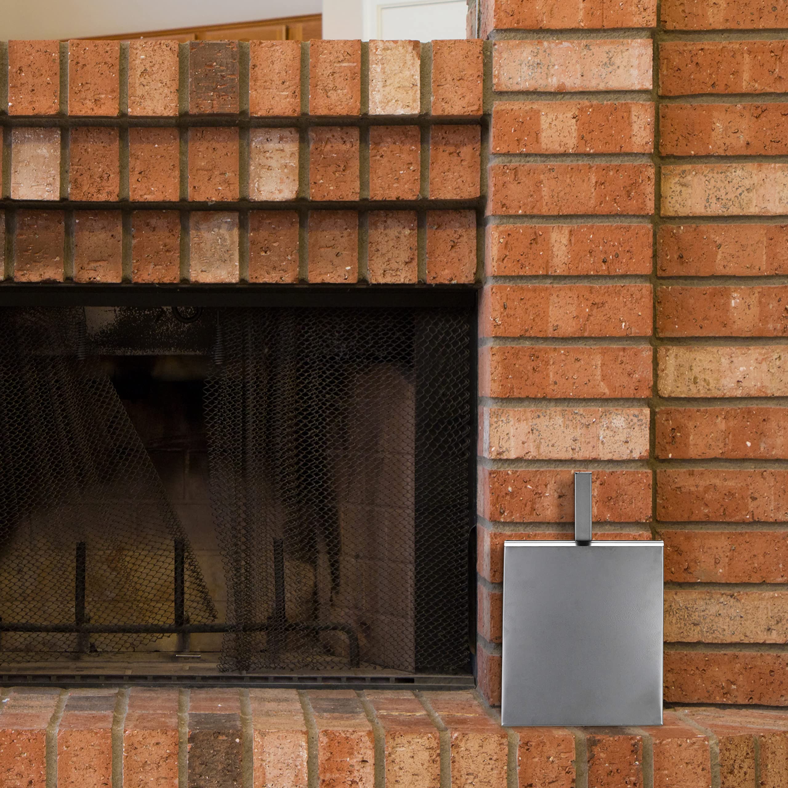 Relaxdays Caja Cenizas Recogedor, Acero, Contenedor Cenizas Chimenea y Estufa, 35,5 x 23 x 9 cm, Pala Cenizas, Plateado