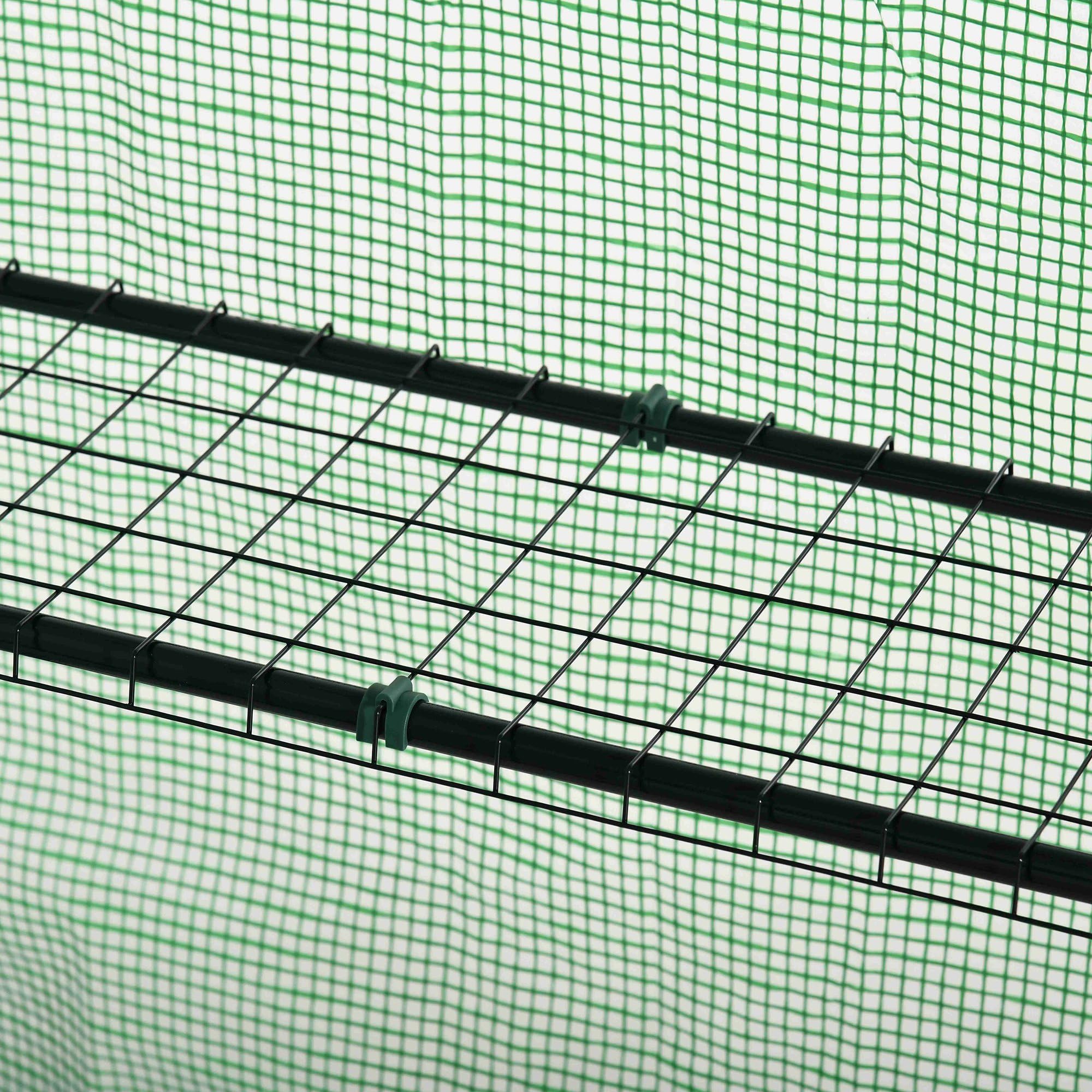 Outsunny Invernadero de Jardín con 4 Estantes 141x72x191 cm Verde | Puerta Enrollable, Cubierta de PE 140g/M², Marco de Acero, para Cultivos Plantas Macetas Flores