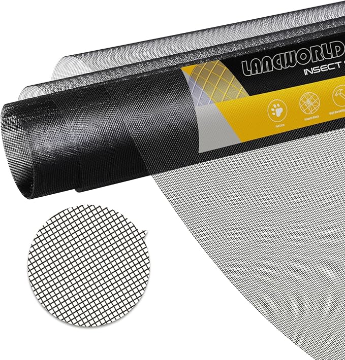 LANDWORLD 36''X100''DIY Custom Window Screen Mesh Replacement Repair ...