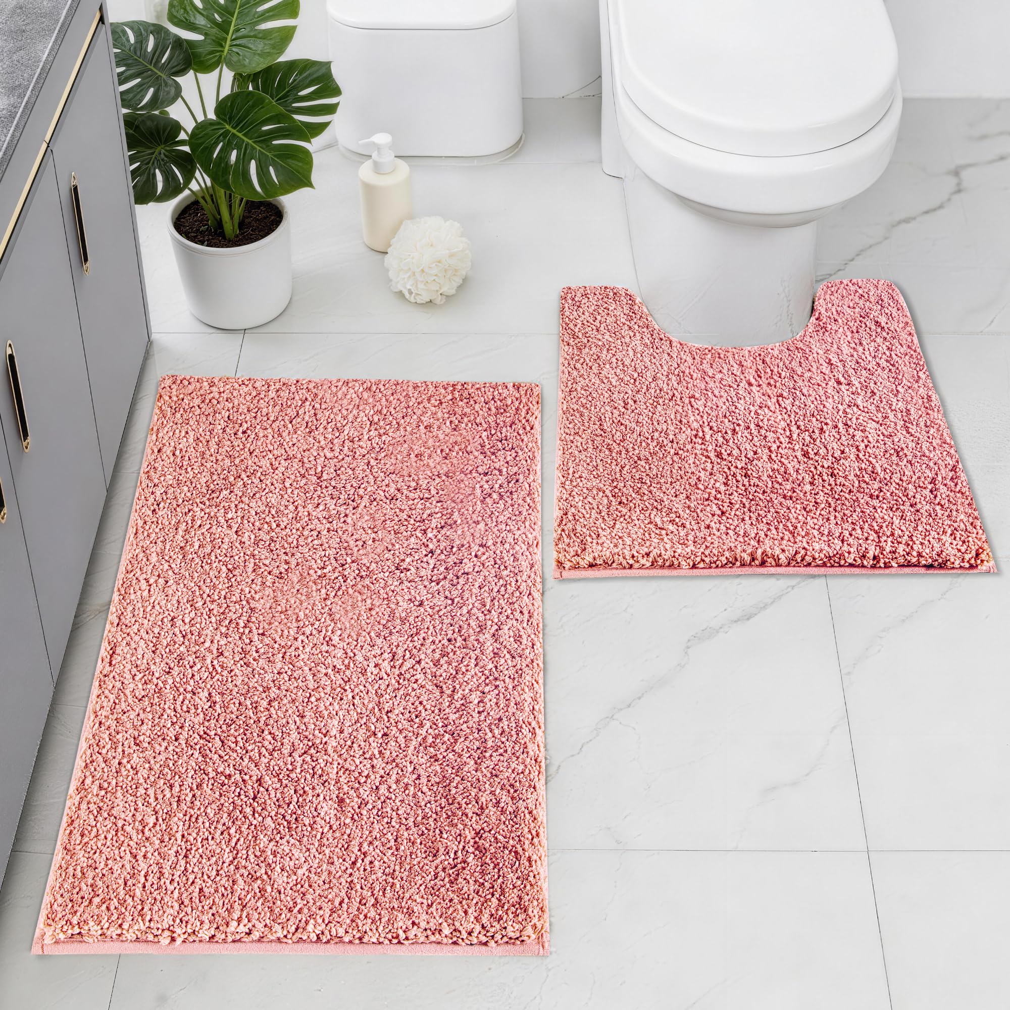 Baahrnom Microfibre Bath Mat Set, Non Slip Bathroom Mat Set 2 Piece — image 1