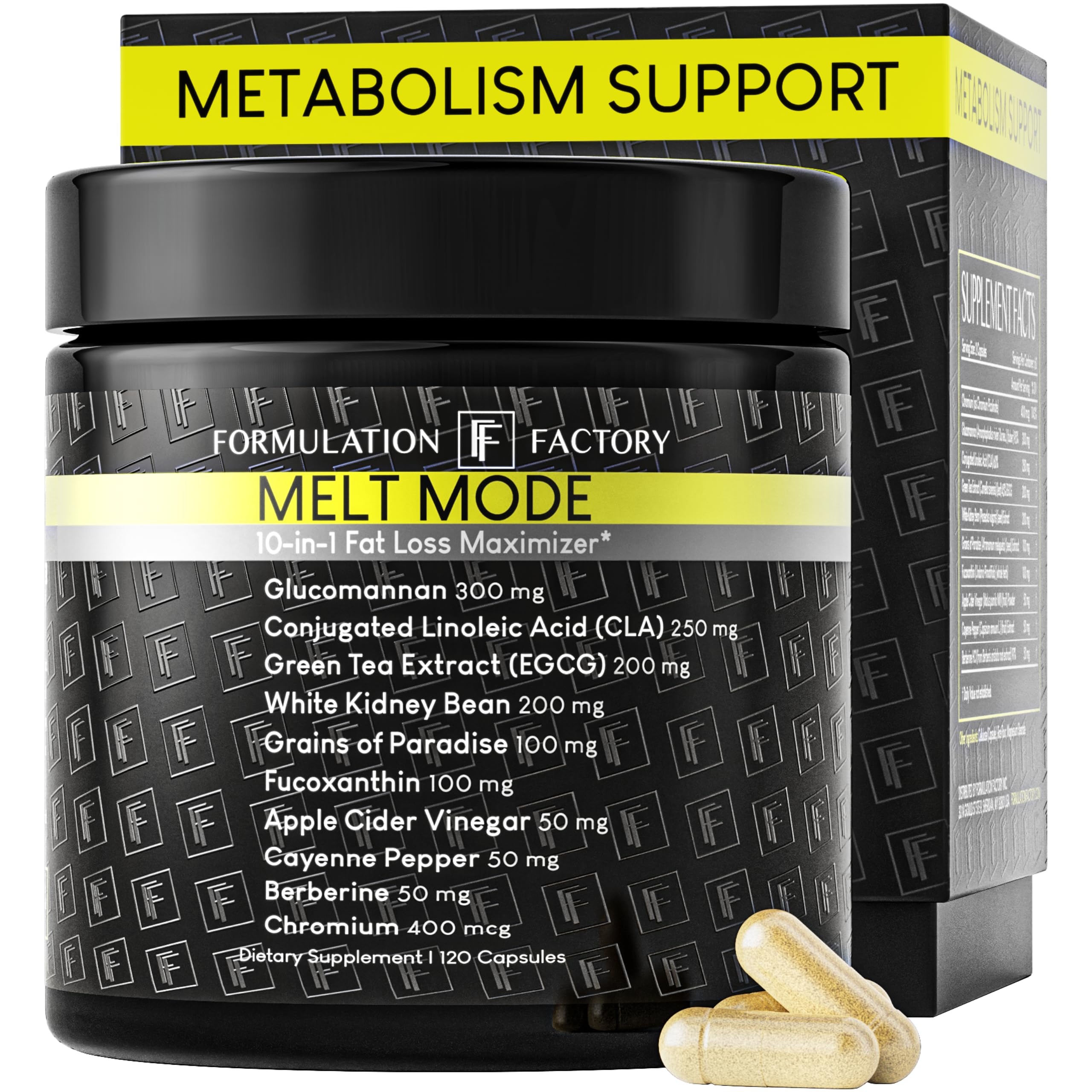 Formulation Factory Melt Mode Appetite Suppressant for Weight Loss, Appetite Suppressant for Women, Metabolism Booster for Weight Loss, Diet Pills with Glucomannan, Green Tea, Berberine