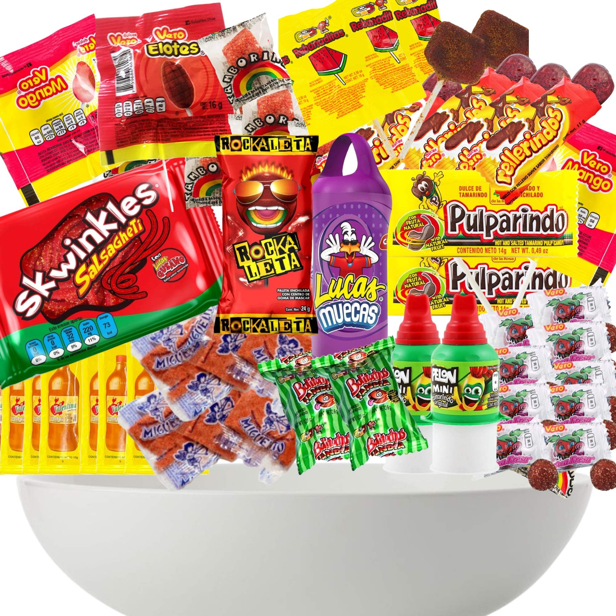 Mexican Candy Box - Premium Selection Mix Dulces Mexicanos Best Sellers Spicy Includes Lucas, Pelon, Pulparindo, Rellerindo, Paletas Vero, Miguelito, Salsa Valentina, PicaFresa & More