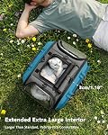 Pecute Bubble Cat Carrier with Clear Window for Cats and Puppy, Grey, M | 4-way opening breathable mesh, lockable zippers & washable mat, travel carrier bag