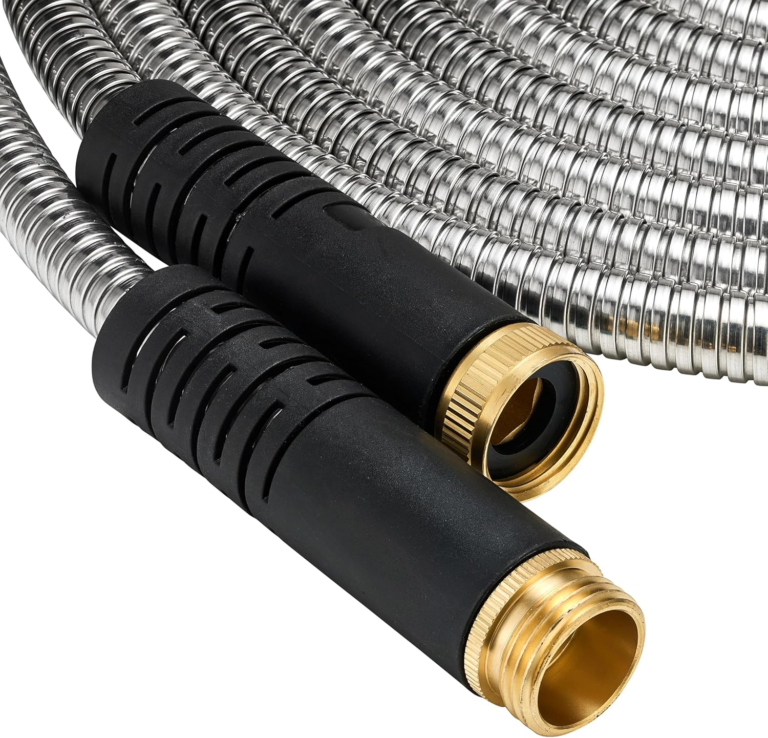 15 ft Stainless Steel Garden Hose - Heavy Duty Superior Strength Latex Core - Metal Water hoses - Extra Strong Brass Connectors