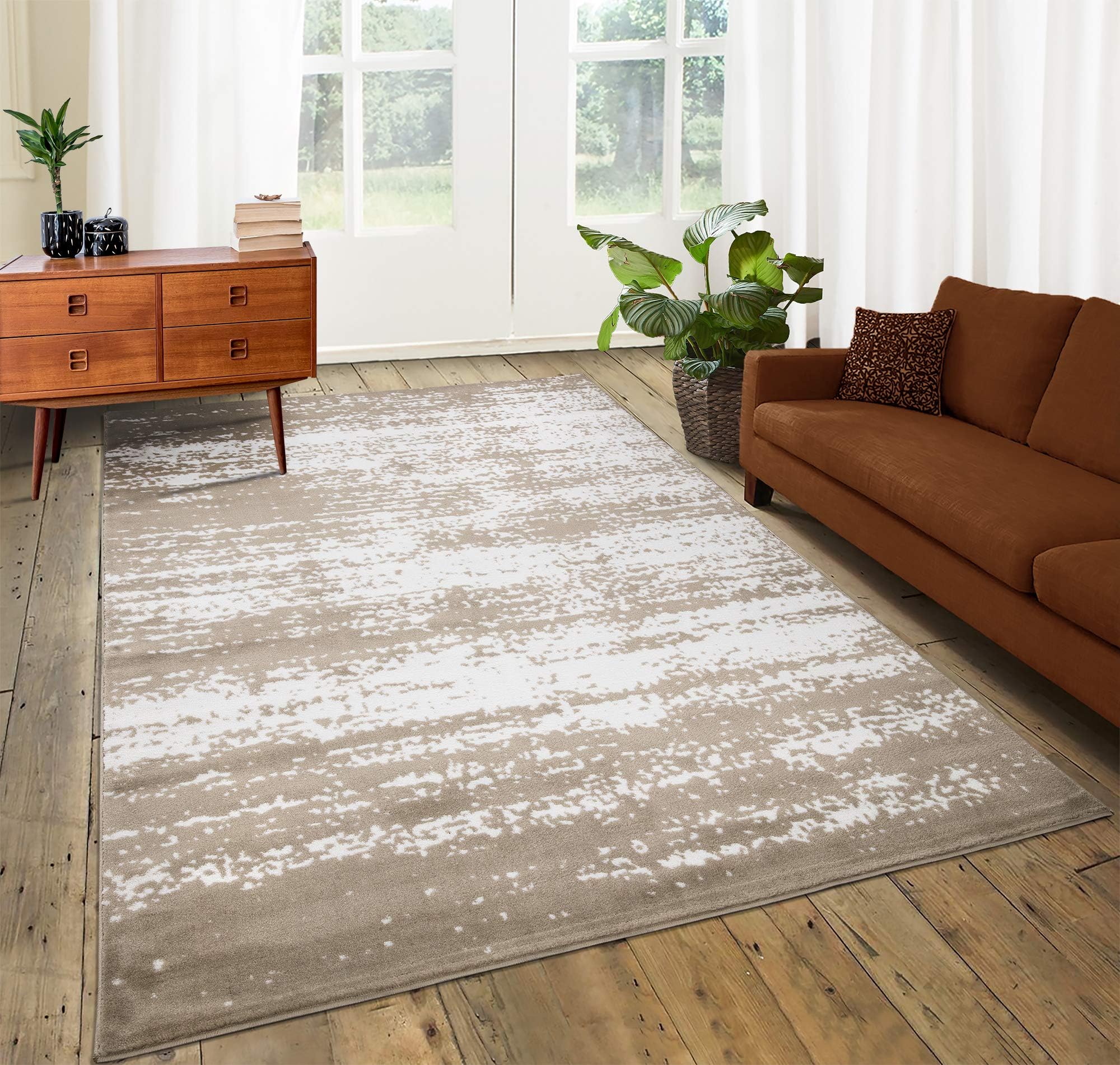 A2Z Rug|Palma 1787 Modern Abstract Beige Cream Pattern|Bedside Front room Area Rug Runner|Soft Short Pile|80x150cm-2'7" x4'11 ft|Contemporary Small Area Carpet