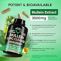 Vista 4 de Mullein Lung Detox - Mullein Leaf Extract - Marshmallow Root Echinacea Oregano Quercetin NAC - 15-in-1 Lung Support & Cleanse for Smokers