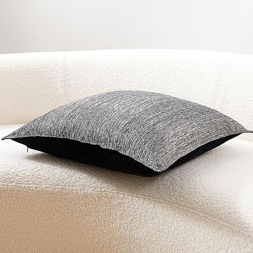 Miniatura 4 de THE-TINOART Fundas de almohada decorativas suaves con textura de rayas negras plateadas y marrones para sala de estar, sofá, cama, silla, decoración