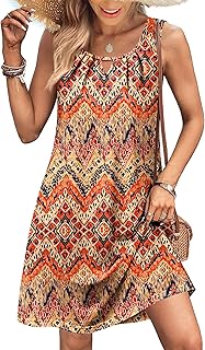 Summer Dresses for Women Sleeveless Beach Vacation Coverup with Pockets (S-2XL)