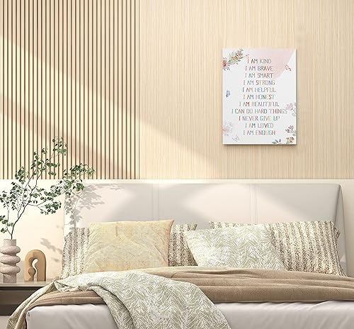 Miniatura 4 de WODMIS Affirmation - Lienzo enmarcado para pared, diseño de acuarela con texto en inglés "I Am Kind Smart Brave" (rosa 1, 11 x 14)