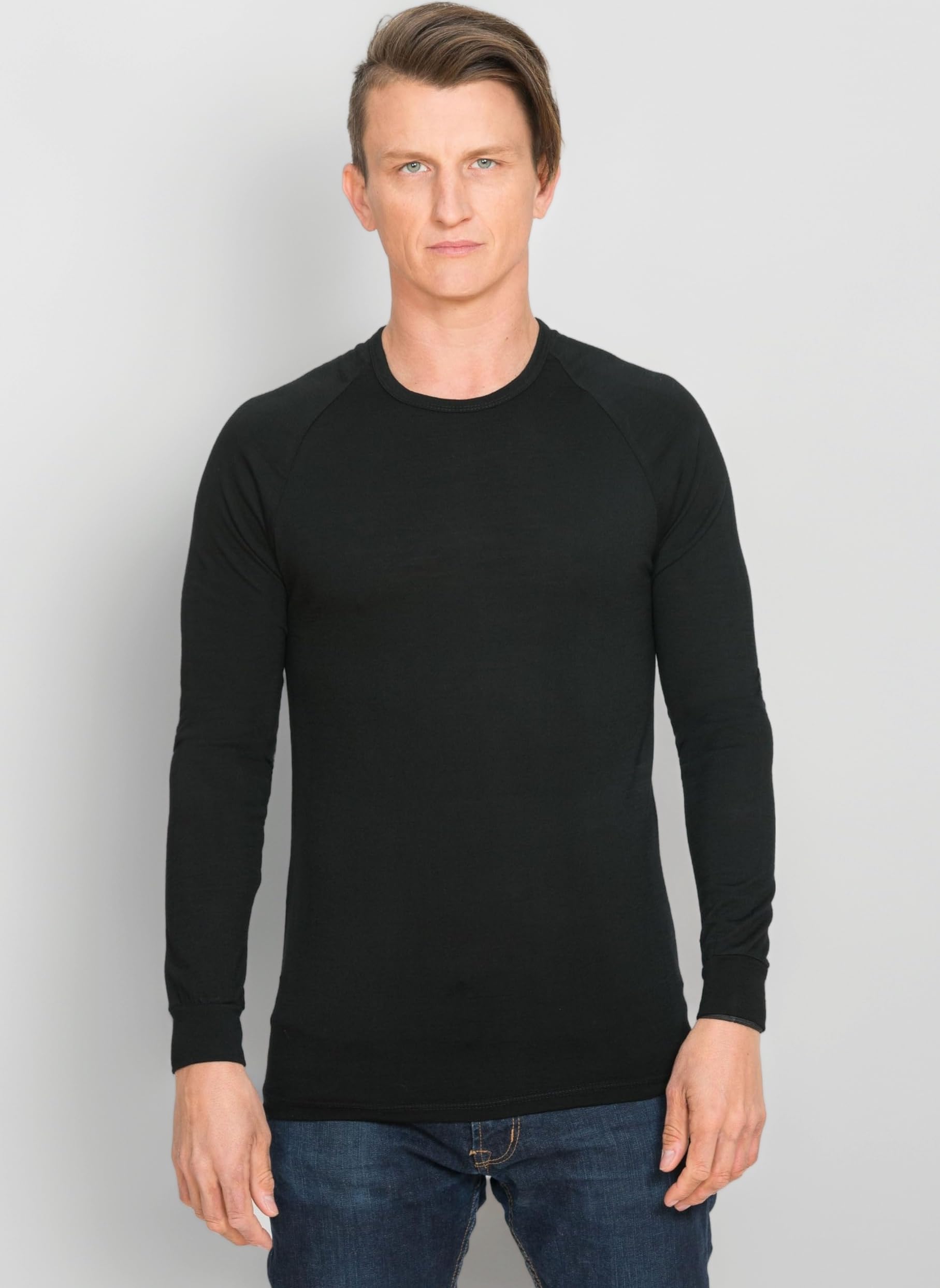 100% Merino Wool Base Layer Men, New Zealand Made, Long Sleeve Thermal Top, Warm Undershirt for Winter