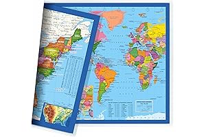 Classic United States USA and World Desk Map, 2-Sided Print, 2-Sided Sealed...