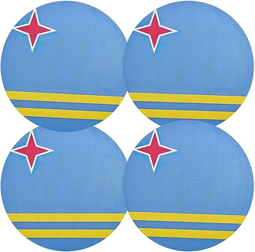 Miniatura 19 de Chile Flag Round Placemats Dining Table Mats Decorative Table Mats for Kitchen Dining Table Decoration, Set of 6 Bandera de Chile,Bandera de