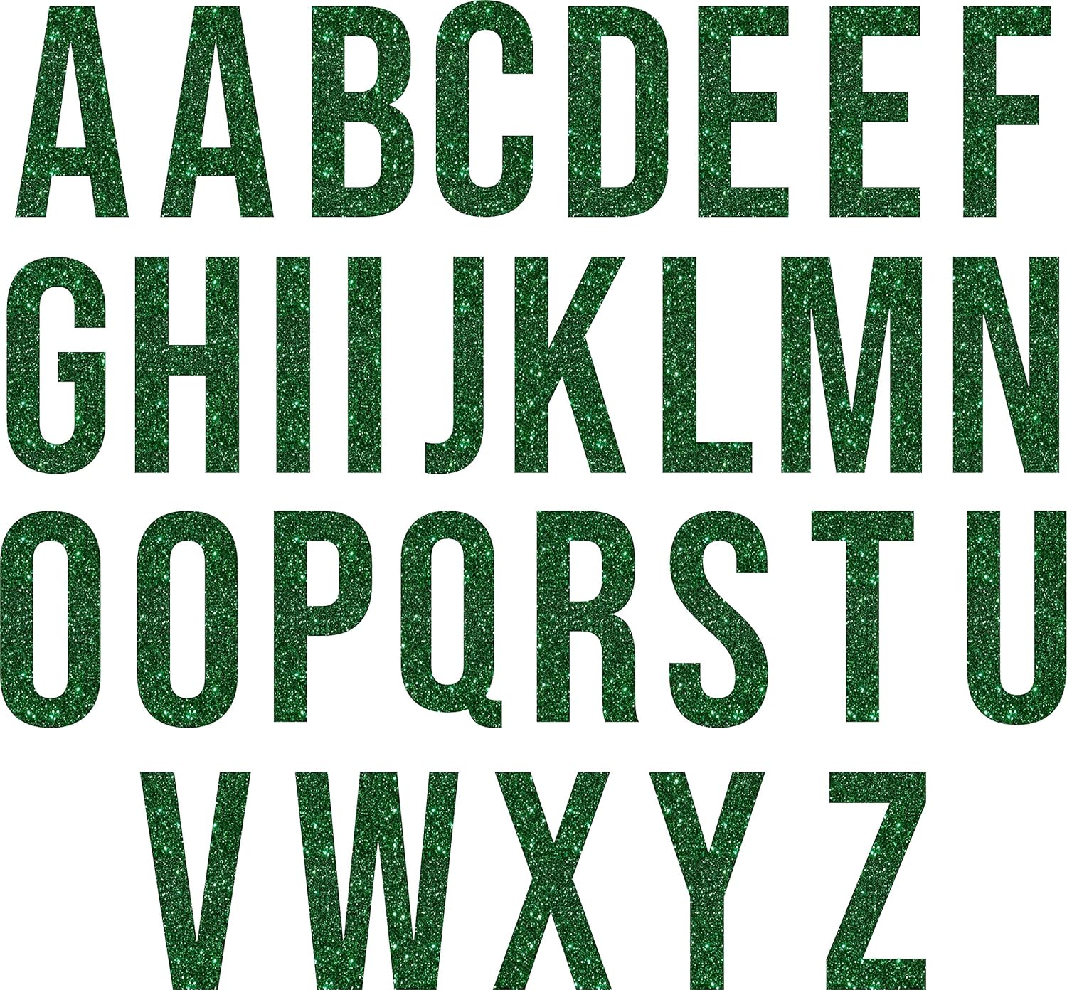 Green Glitter iron on letters,1.5 Inch Tall (Green Glitter)
