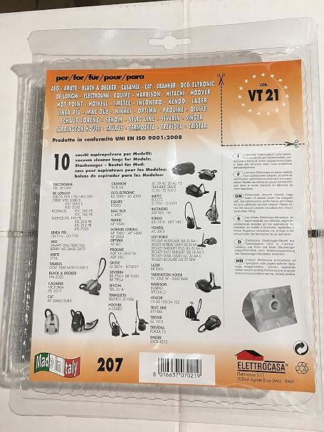 Elettrocasa VT 21 - Accessorio per aspirapolvere in Grigio, CLEOS XTH 170  XTH 180 XTH 200 KOSMOS : XTC 180 PE XTC 200 PE ORBIT: XTD 3070 XTD 3080 E  XTD, 6 pezzo(i) : Amazon.it: Casa e cucina