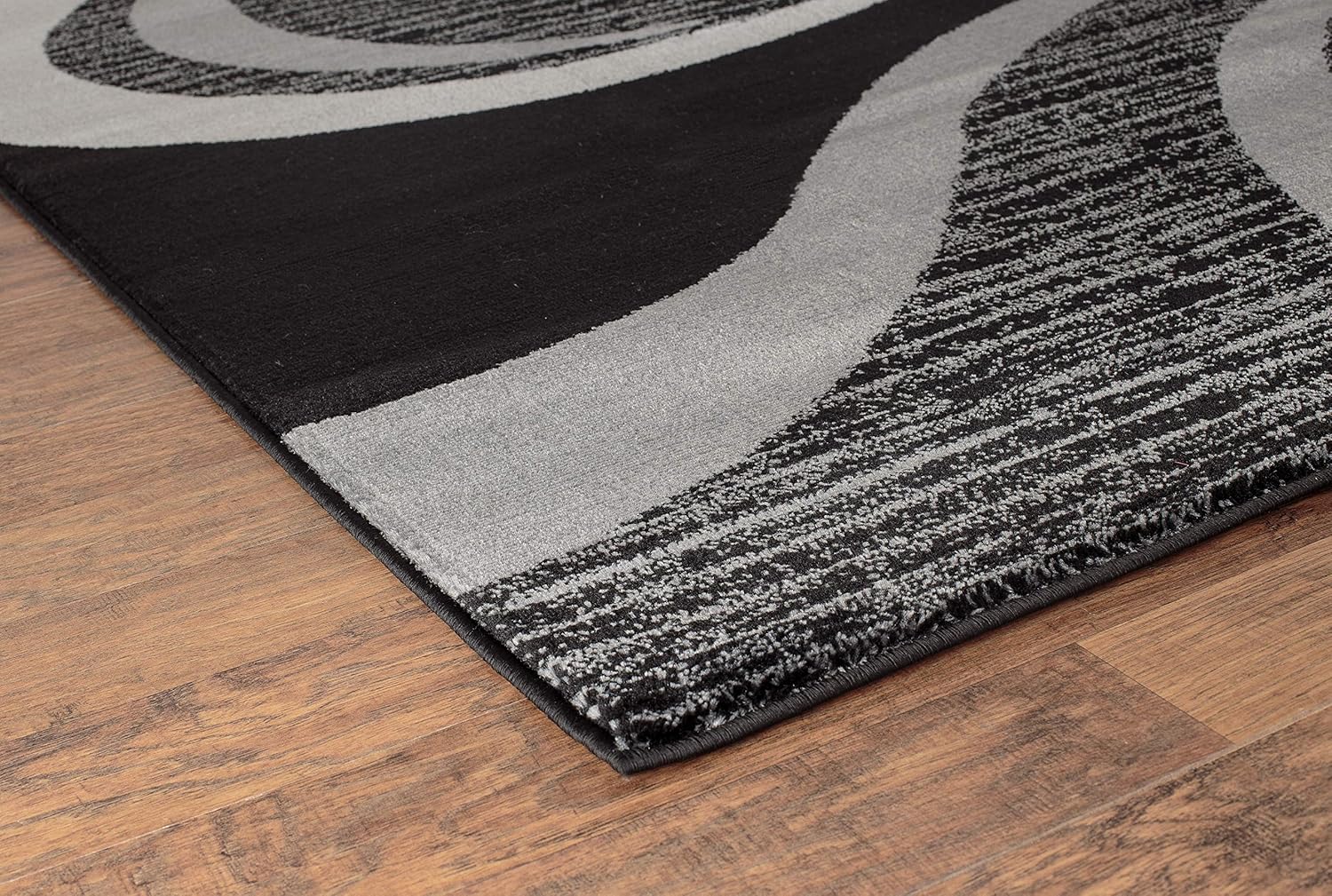 GLORY RUGS Modern Area Rug 8x10 Black Gray Swirls Carpet Bedroom Living Room Contemporary Dining Accent Sevilla Collection 4817A (8x10, Black)