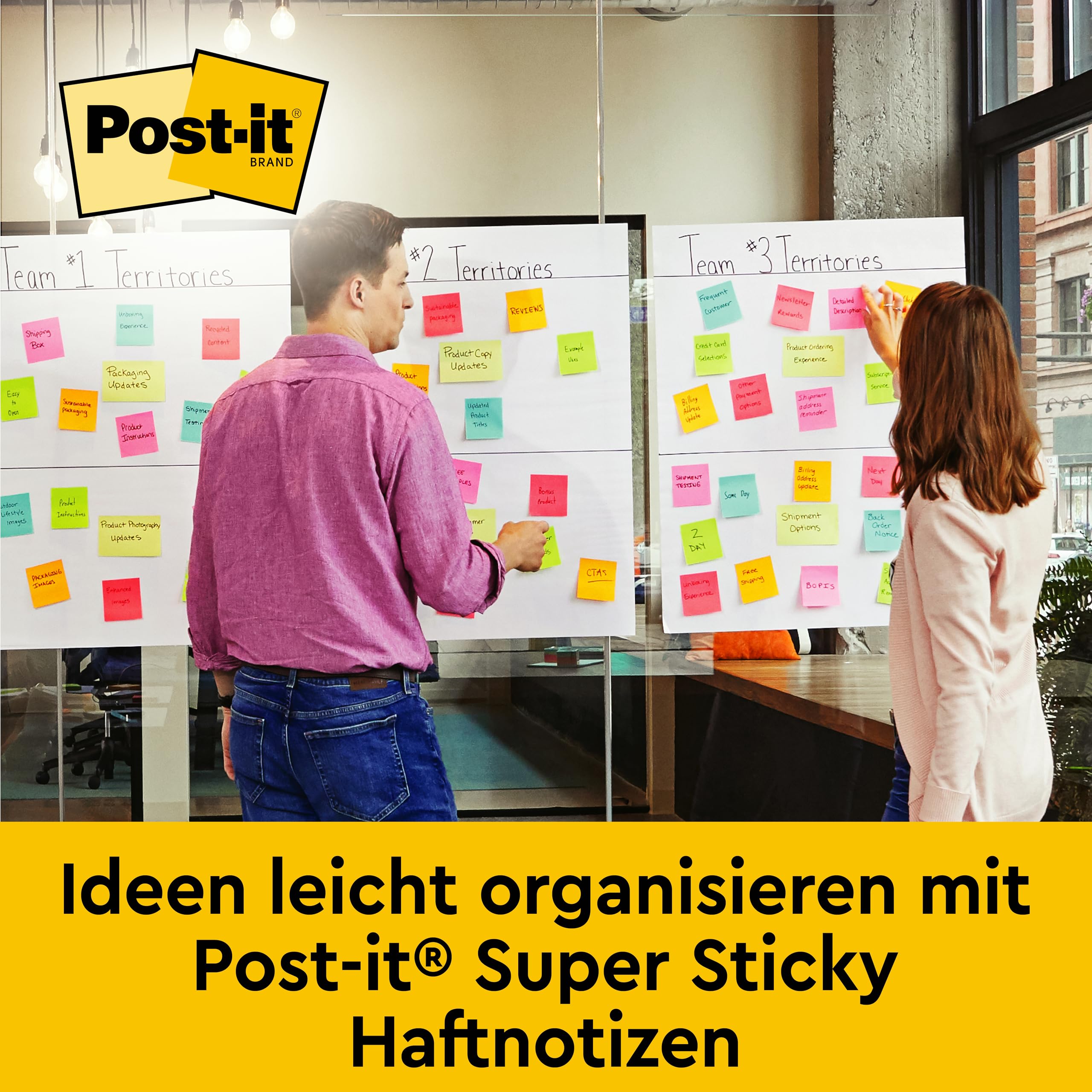 Post-it Super Sticky selbsthaftendes Meeting Chart (Flipchart) Promotion 2 Blöcke + 1 GRATIS, 63.5 cm x 76.2 cm, Farbe: Weiß - Selbstklebendes Flipchartpapier für Brainstormings überall